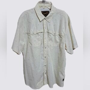 Howler Brothers Pearl Snap Short Sleeve 'Flight Of Gulls' Natural Cream Large